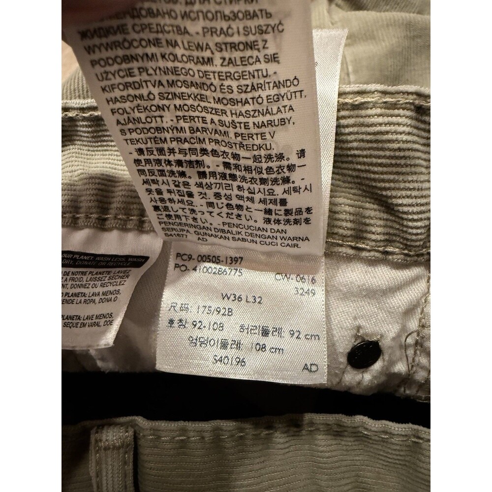 Levis 505 Corduroy Pants Mens 36x32 Straight Leg Tan White Tab Khaki Chino - Picture 6 of 9